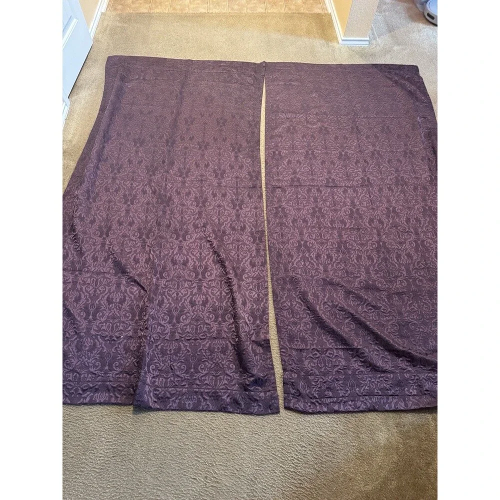 VINTAGE CROSCILL Home Curtain Panel Maroon 40”x 86” SET OF 2